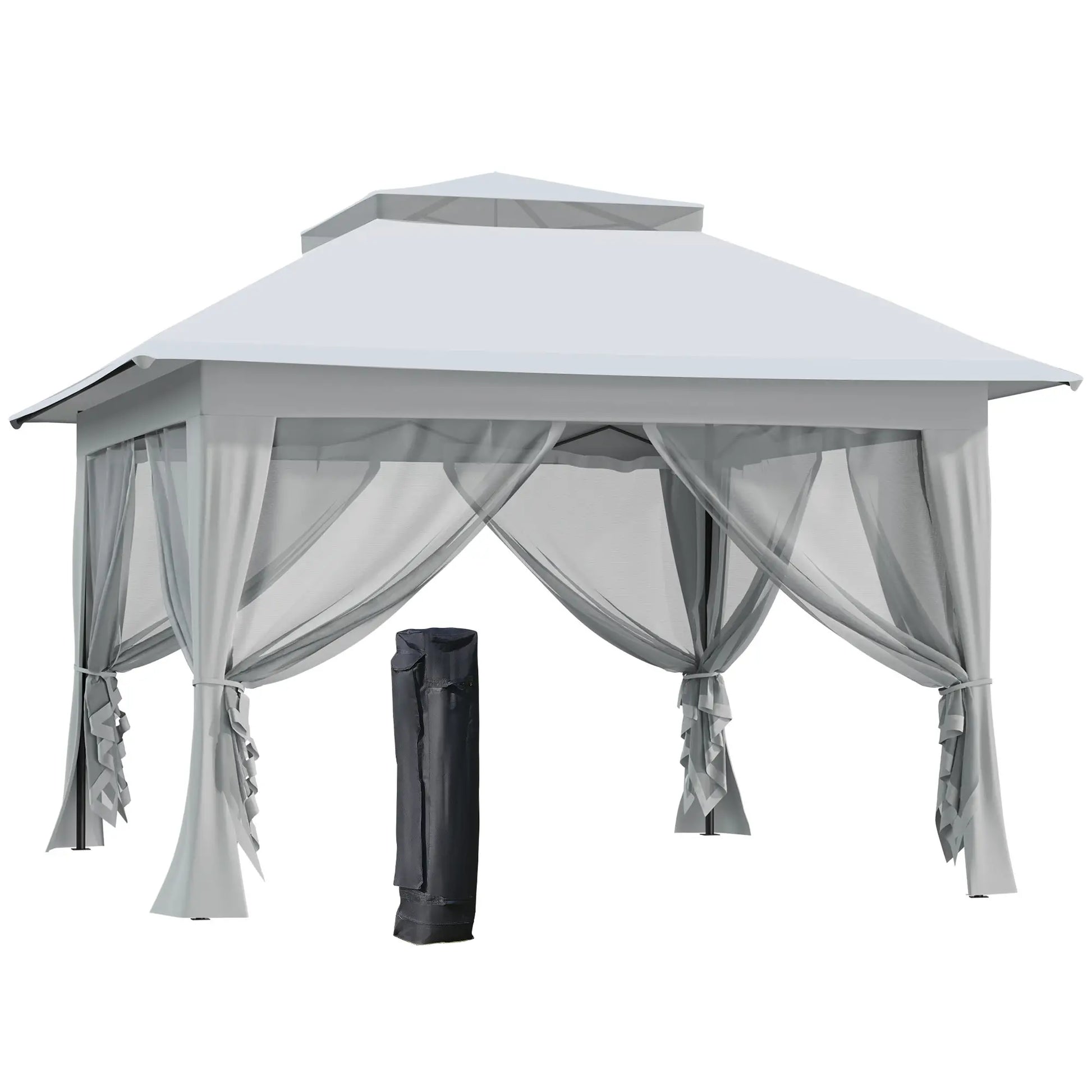 12' x 12' Foldable Pop-Up Party Tent, Canopy Sun Shade, Light Grey Pop Up Canopies Light Grey, Black at Gallery Canada