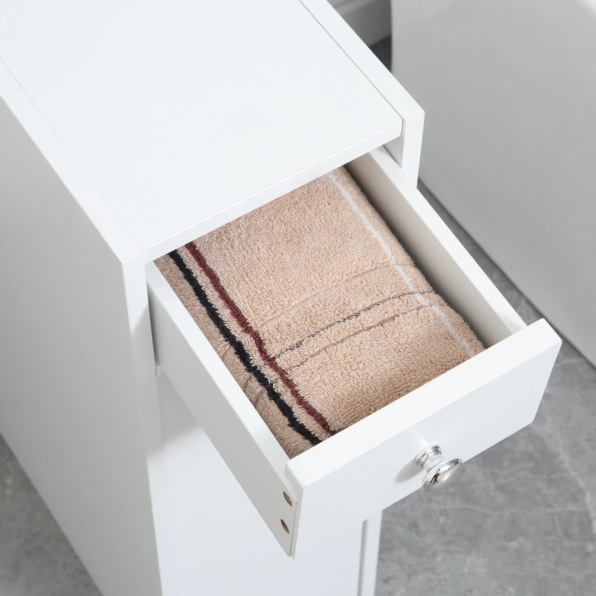 Space Saving Toilet Paper Cabinet, Narrow Bathroom Cabinet with Drawers, White Bathroom Cabinets at Gallery Canada