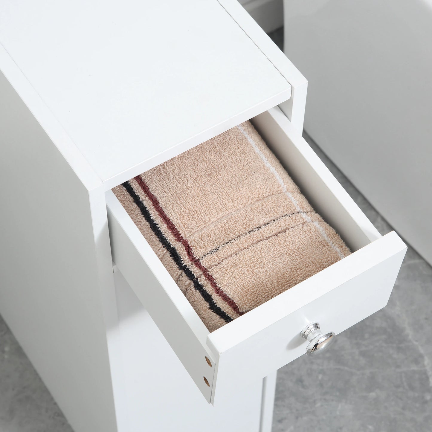 Space Saving Toilet Paper Cabinet, Narrow Bathroom Cabinet with Drawers, White Bathroom Cabinets at Gallery Canada
