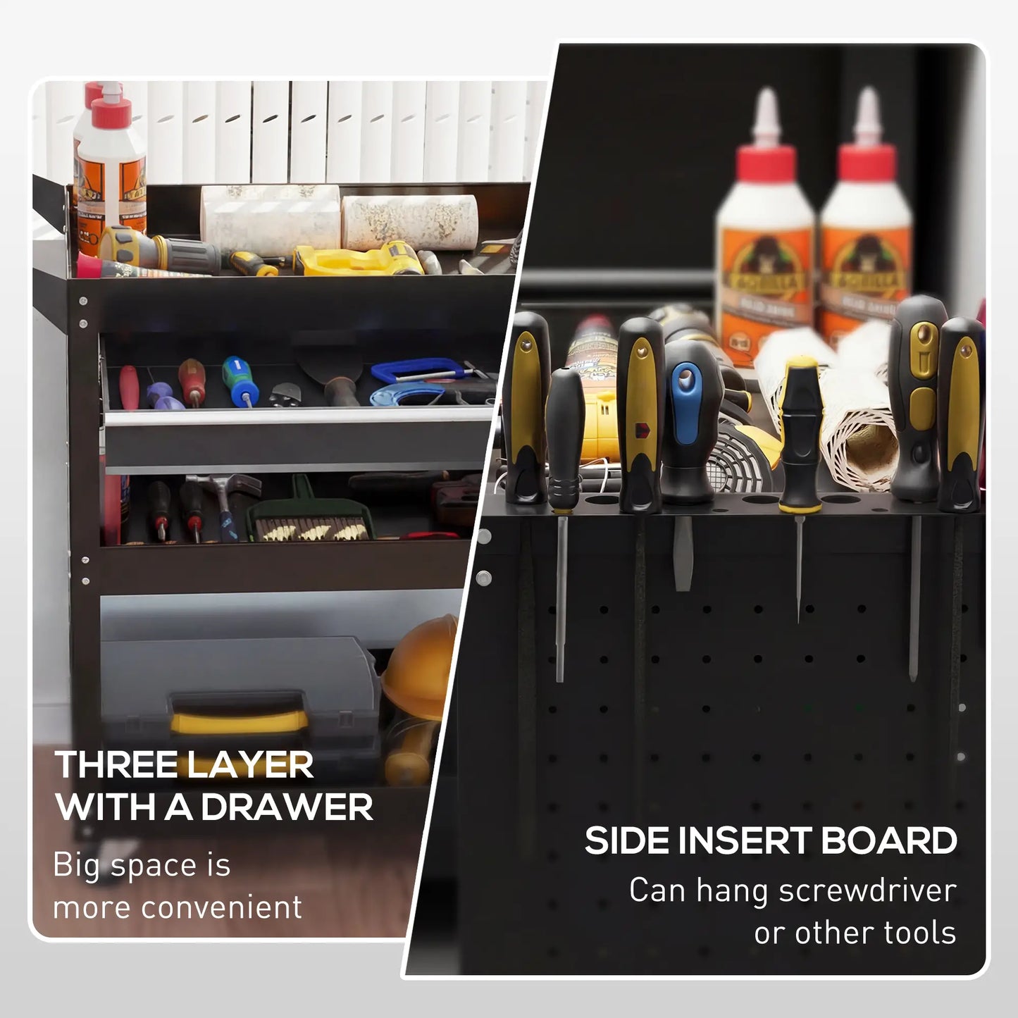 Tool Cart On Wheels, Utility Cart, Ball Bearing Drawer, Black Tool Organizers at Gallery Canada