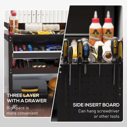 Tool Cart On Wheels, Utility Cart, Ball Bearing Drawer, Black Tool Organizers at Gallery Canada