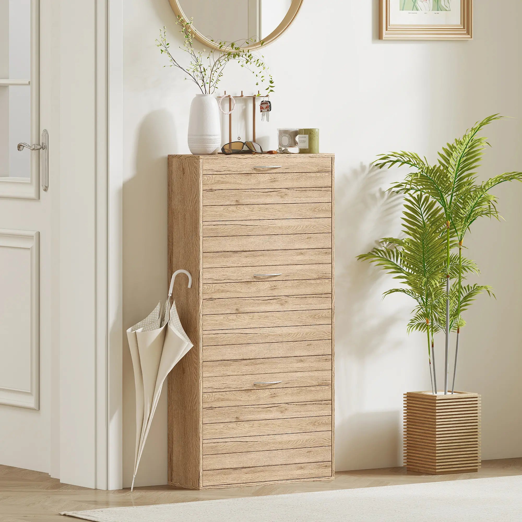 Shoe Storage Cabinet, 3 Flip Drawers, 12 Pair Organizer, Oak Shoe Storage Cabinets & Racks at Gallery Canada