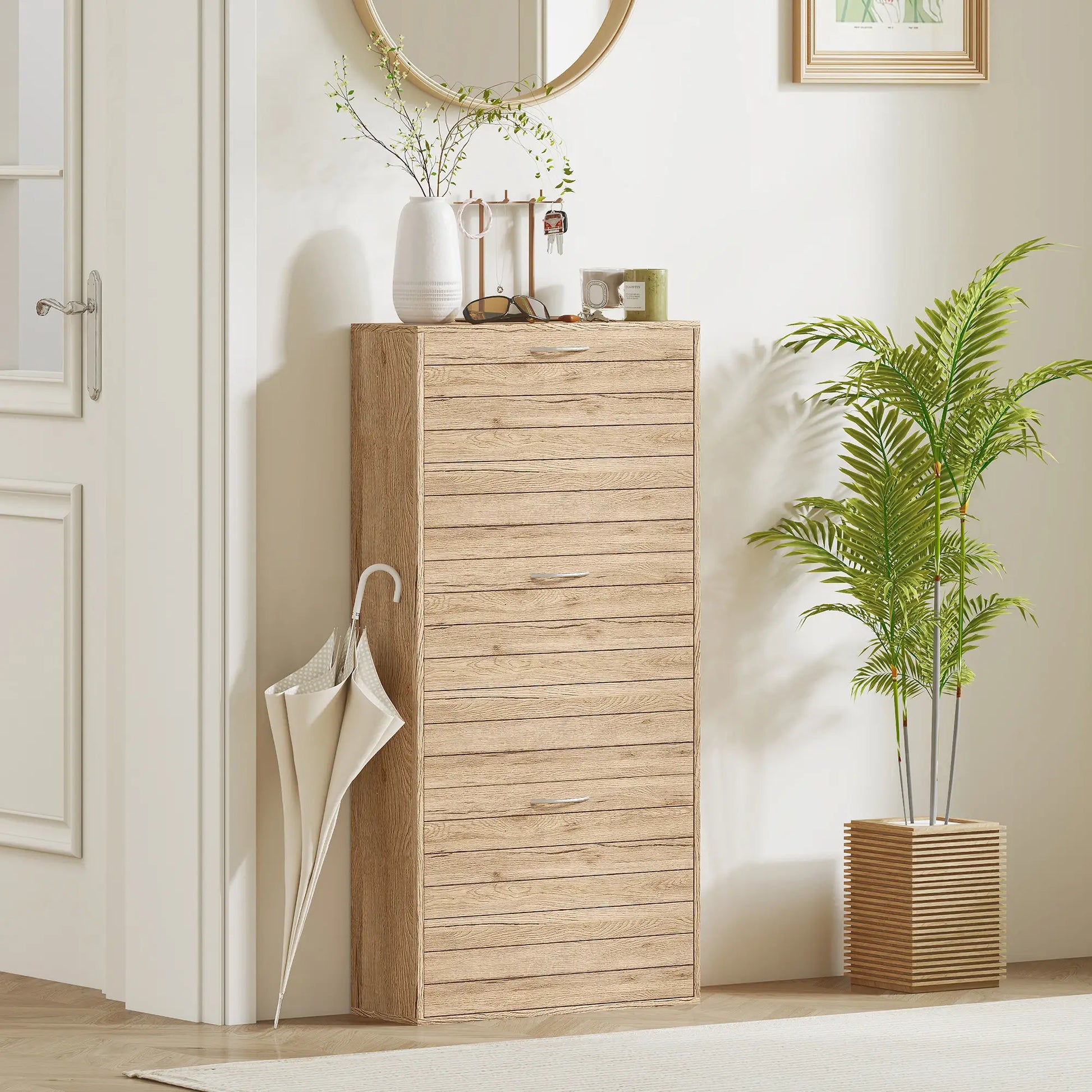 Shoe Storage Cabinet, 3 Flip Drawers, 12 Pair Organizer, Oak Shoe Storage Cabinets & Racks at Gallery Canada