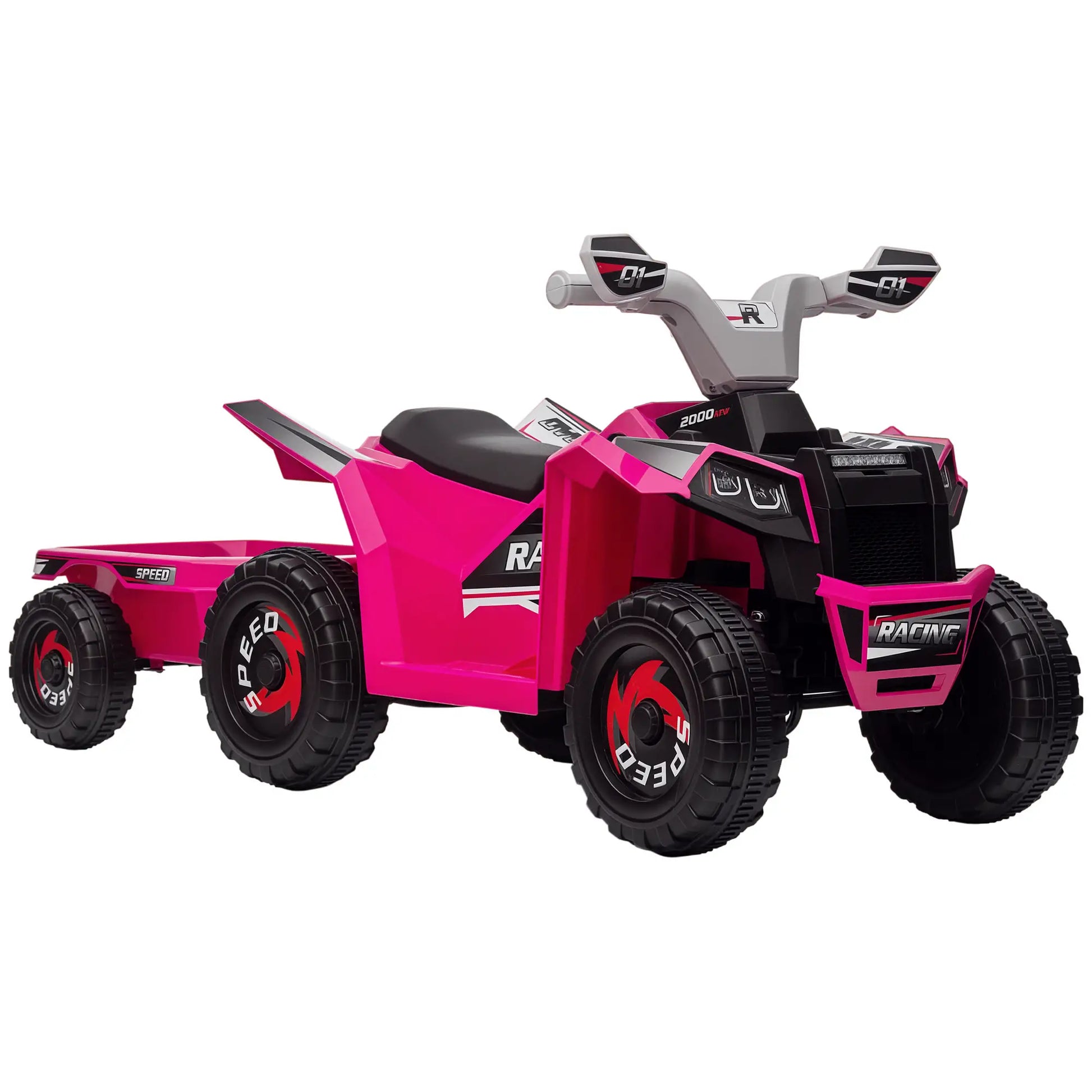 6V Electric Toy Car with Trailer, Forward Backward, Ages 18-36 Months, Pink Electric Ride On Toys at Gallery Canada