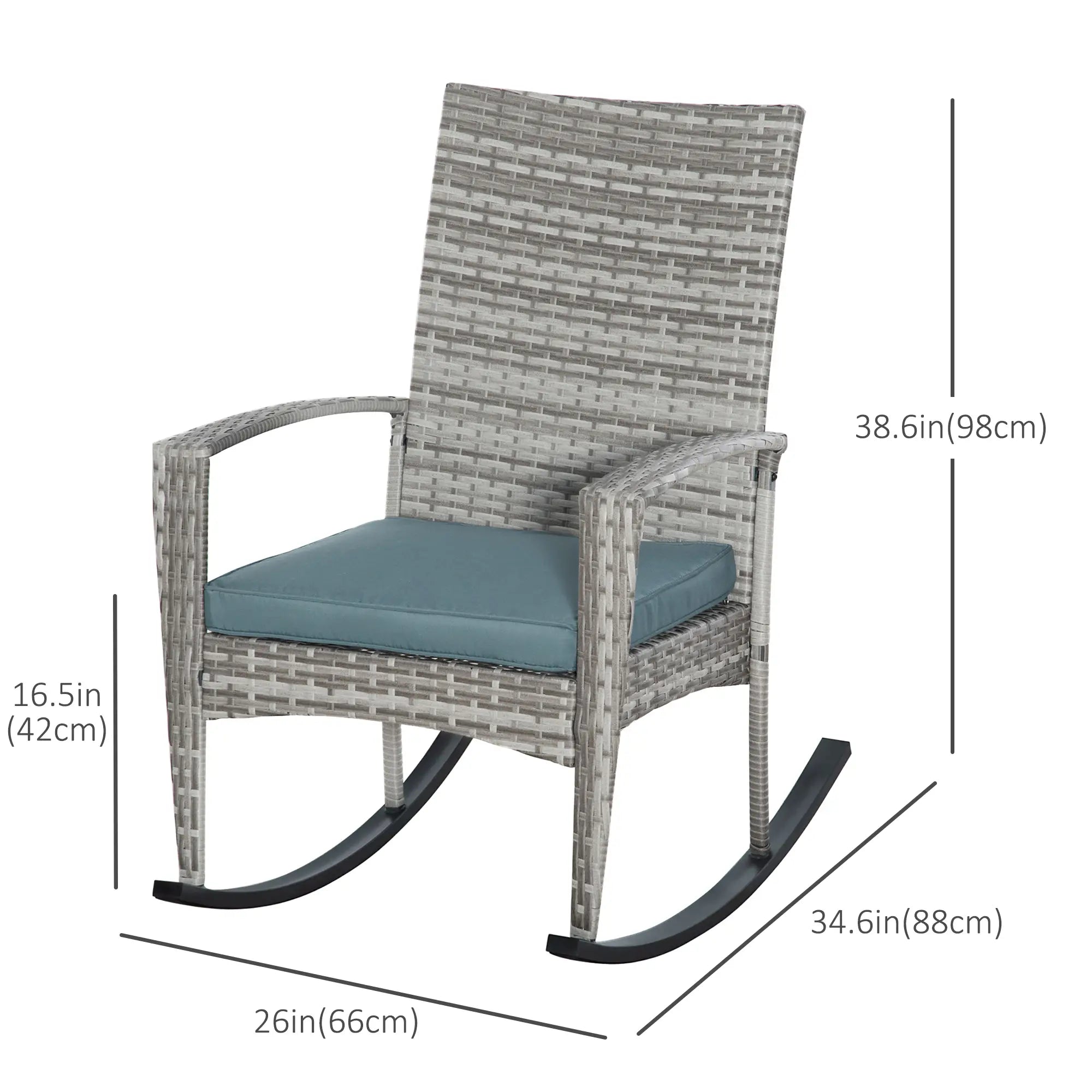 Outdoor PE Rattan Rocking Chair, Garden Glider, Grey Patio Chairs at Gallery Canada