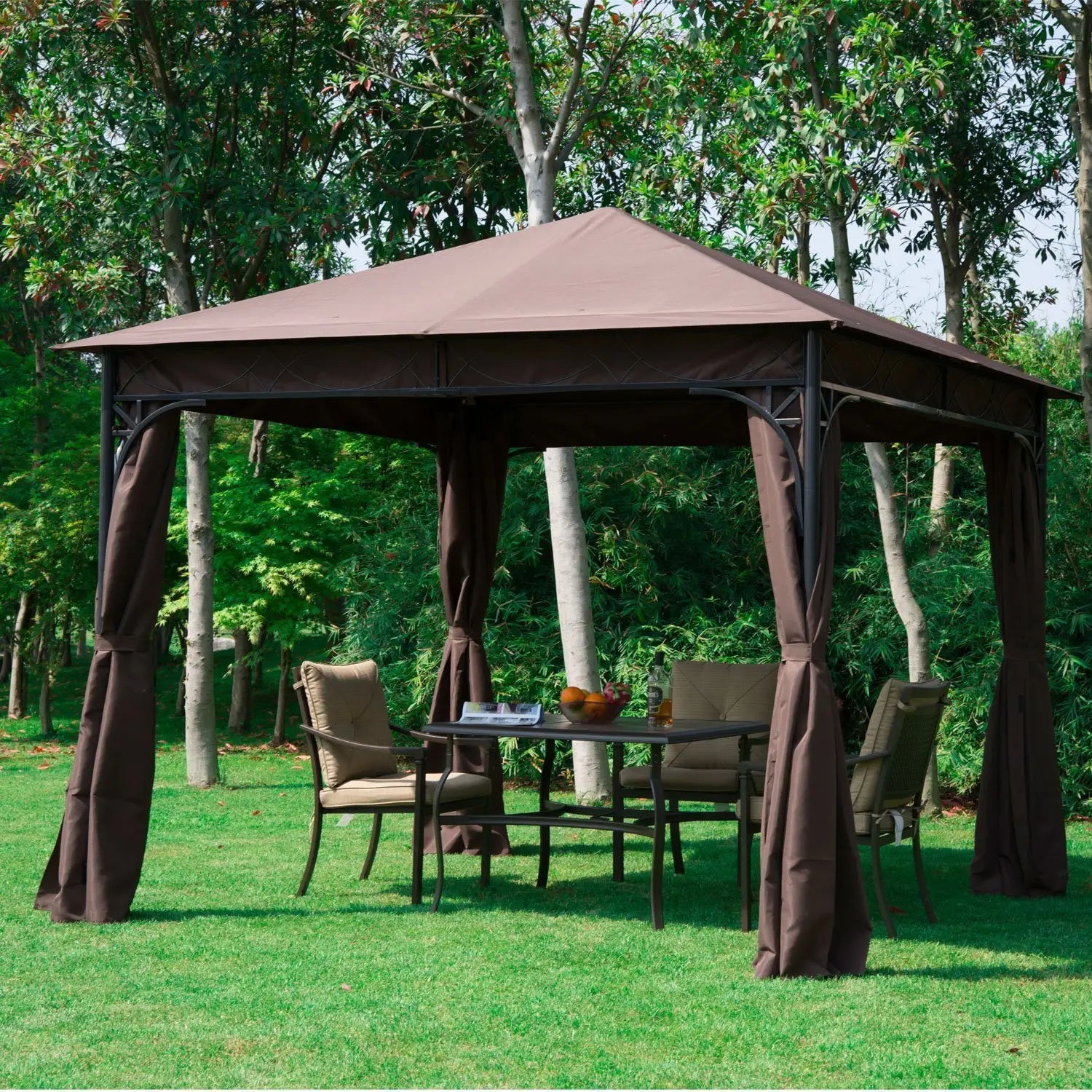 10x10ft Steel Garden Gazebo, Patio Canopy, Outdoor Event Tent Gazebos at Gallery Canada