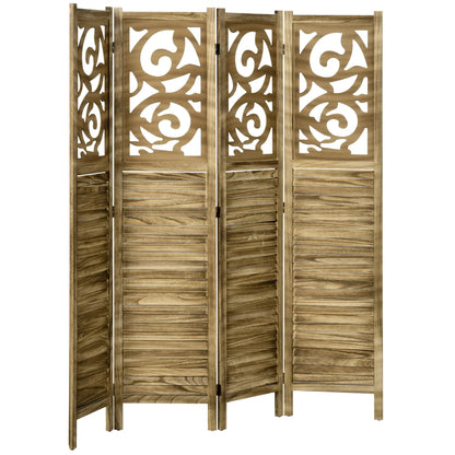 5.6 Ft Room Divider, 4 Panel Folding Privacy Screen, Brown Room Dividers Brown at Gallery Canada