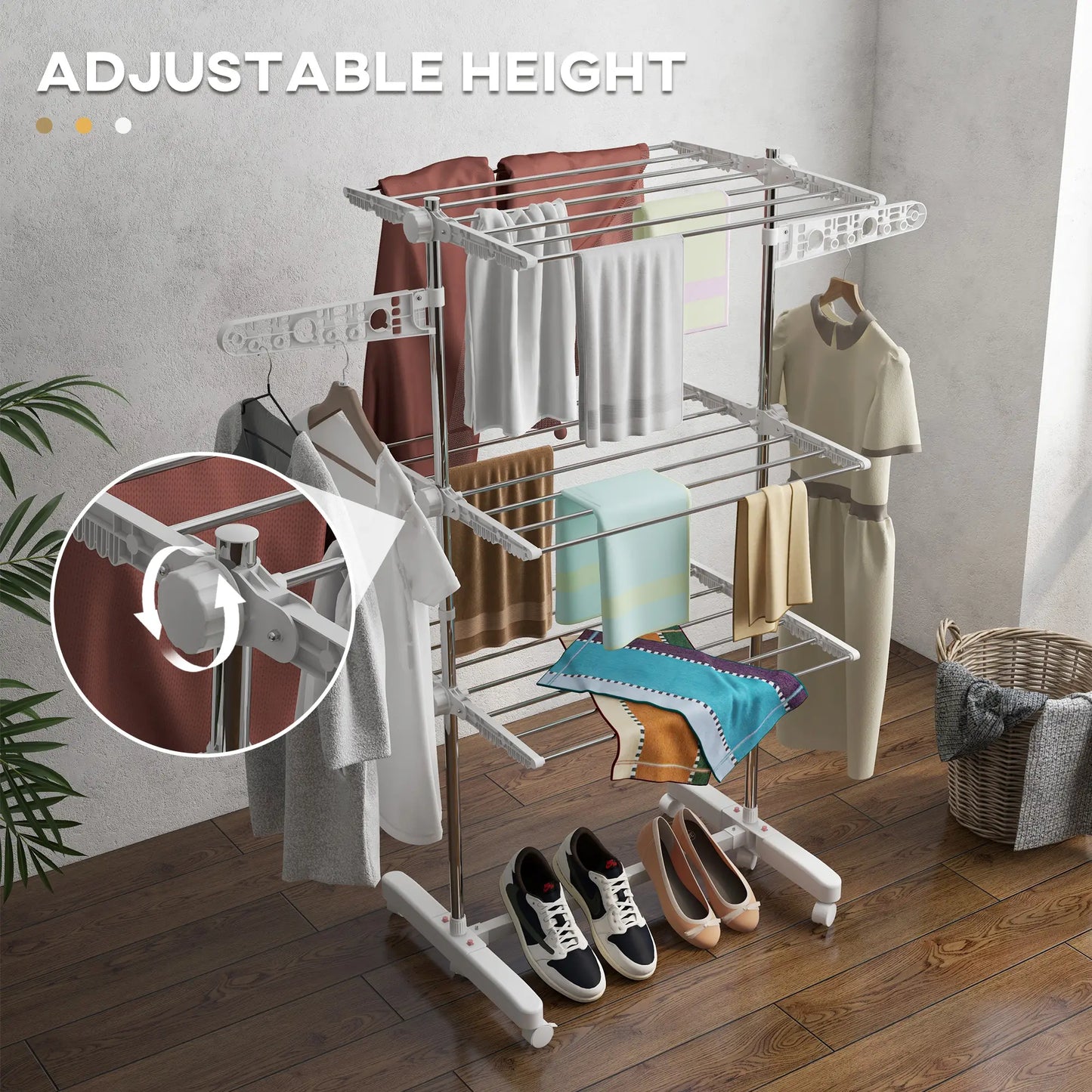 3-Tier Foldable Clothes Drying Rack, Stainless Steel, White Bath Accessories at Gallery Canada