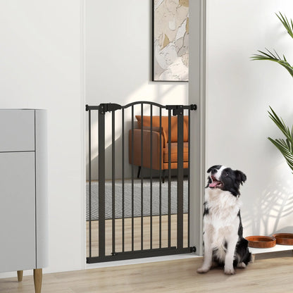 Extra Tall Dog Gate with Door, Pressure Fit, Auto Close, 29-32", Black Houses, Kennels & Pens at Gallery Canada