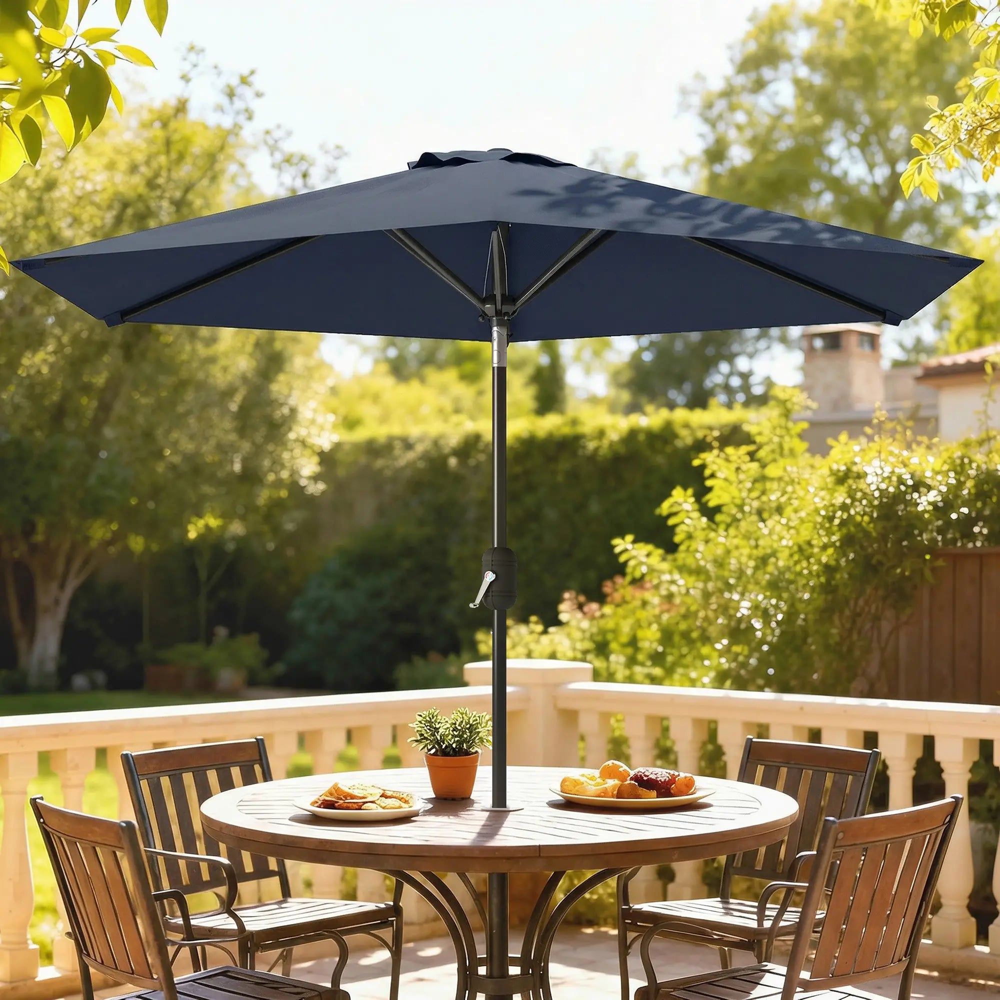 Patio Sun Umbrella, Outdoor Parasol, 6 Ribs, Blue Sun Umbrellas at Gallery Canada