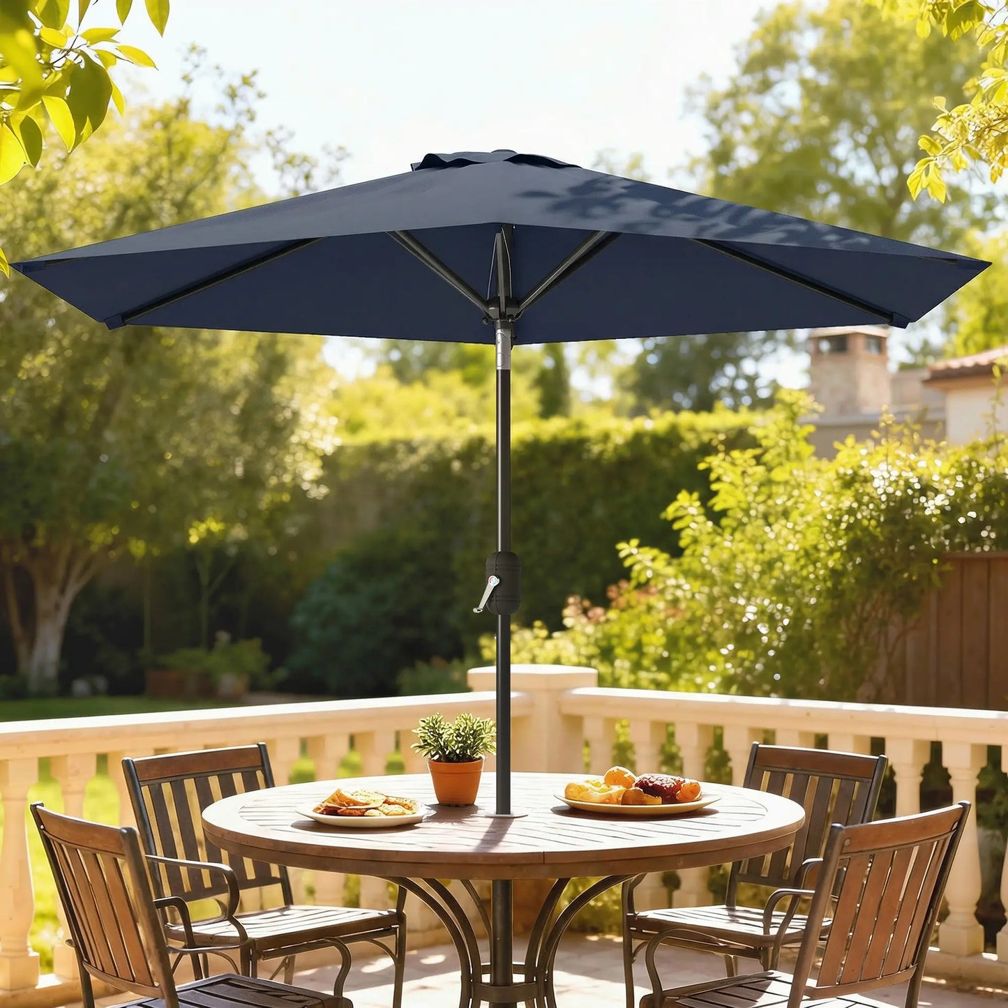Patio Sun Umbrella, Outdoor Parasol, 6 Ribs, Blue Sun Umbrellas at Gallery Canada