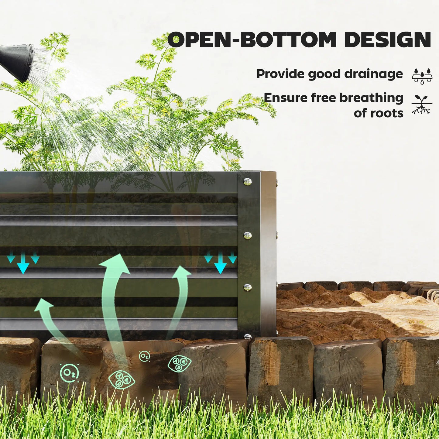 2' x 2' x 1' Raised Garden Bed, Galvanised Steel Frame, Black Galvanized Planter Boxes at Gallery Canada