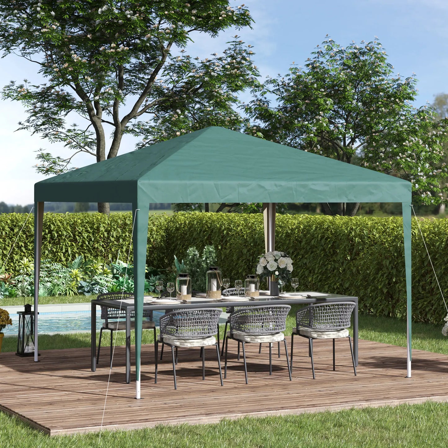 10 x 10ft Folding Pop Up Tent, Outdoor Gazebo Canopy, Dark Green Pop Up Canopies at Gallery Canada