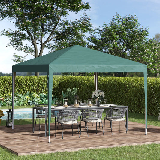 10 x 10ft Folding Pop Up Tent, Outdoor Gazebo Canopy, Dark Green Pop Up Canopies Dark Green at Gallery Canada