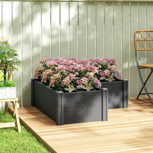 Vinyl Raised Garden Bed Kit, 3 x 3 x 1ft, Elevated Planter Box Wooden Planter Boxes Grey Wood Effect at Gallery Canada