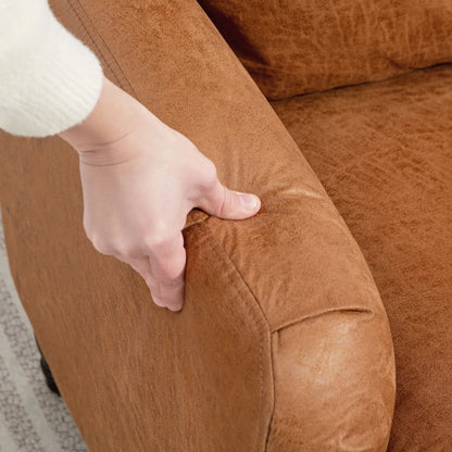 Modern Accent Chair, Microfiber Cloth Armchair with Turned Legs and Wide Seat, Comfy Chair for Living Room, Brown Accent Chairs at Gallery Canada