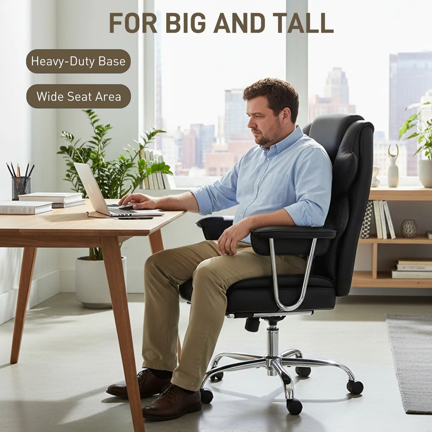 Big And Tall Office Chair, 400 Lbs, Reclining Backrest, PU Leather Executive & Manager Chairs at Gallery Canada