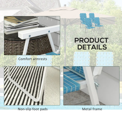 Set of 4 Folding Patio Chairs, Portable with Armrests, Blue Patio Chairs at Gallery Canada
