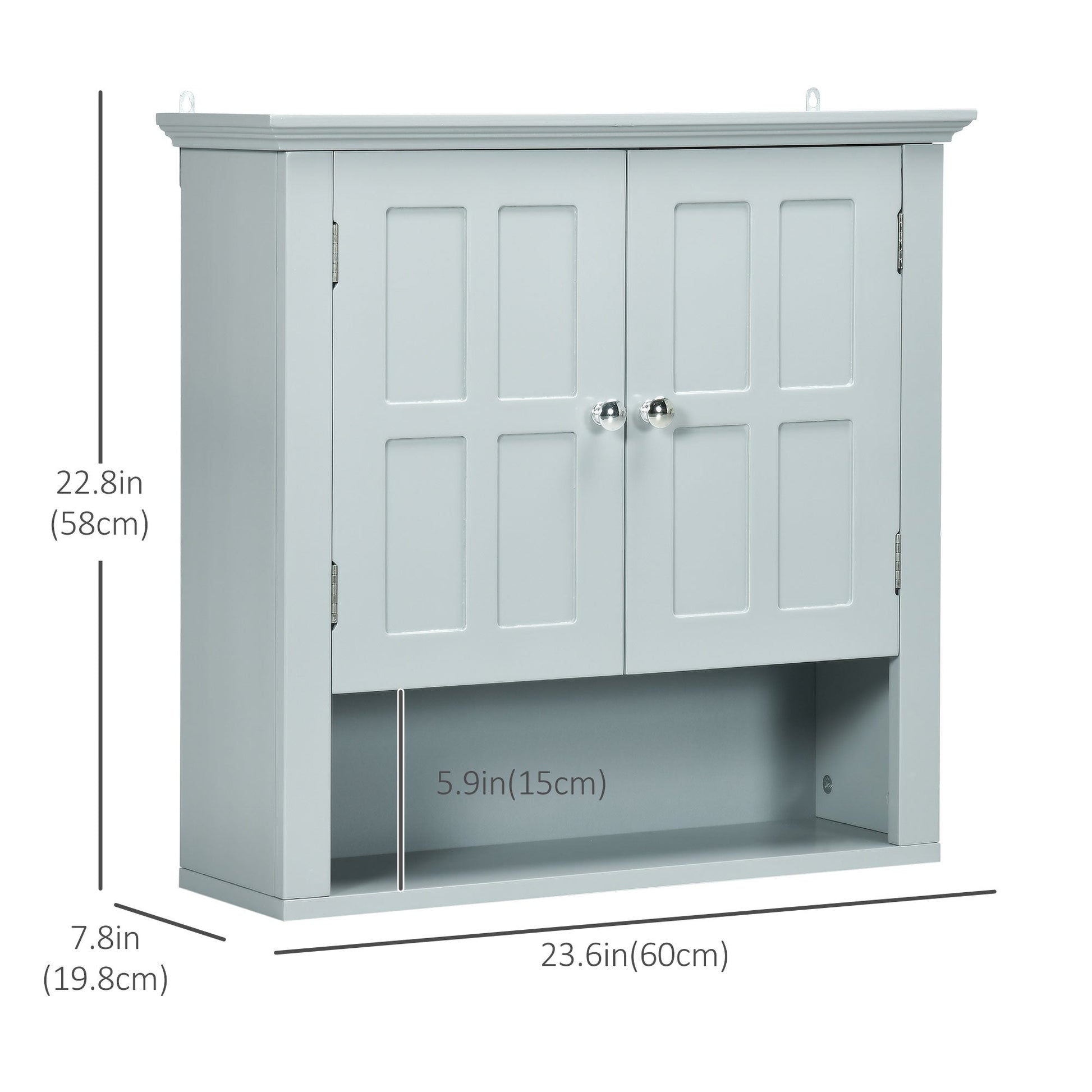 Bathroom Wall Cabinet, Medicine Cabinet, Over Toilet Storage Cabinet with Adjustable Shelf and 2 Doors for Hallway, Living Room, Gray at Gallery Canada