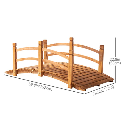 5FT Wooden Garden Bridge, Classic Arc Footbridge, Orange Garden Bridges at Gallery Canada