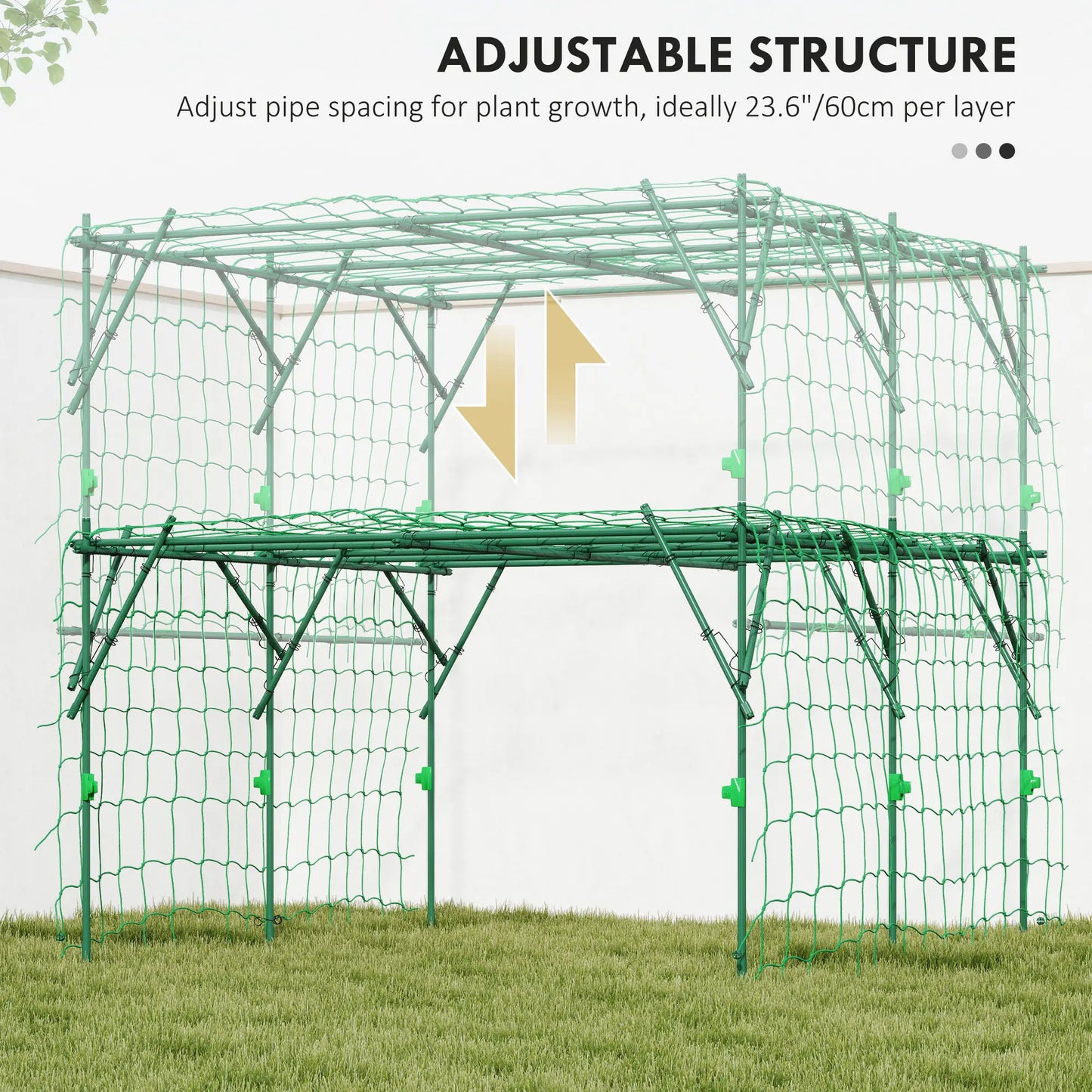7.3 FT Tall Metal Garden Arch Trellis, For Climbing Plants, Green
