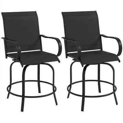 Outdoor Bar Stools Set Of 2, 27.6" x 28.7" x 48.4", Swivel Chairs, Black Bistro Sets Black at Gallery Canada