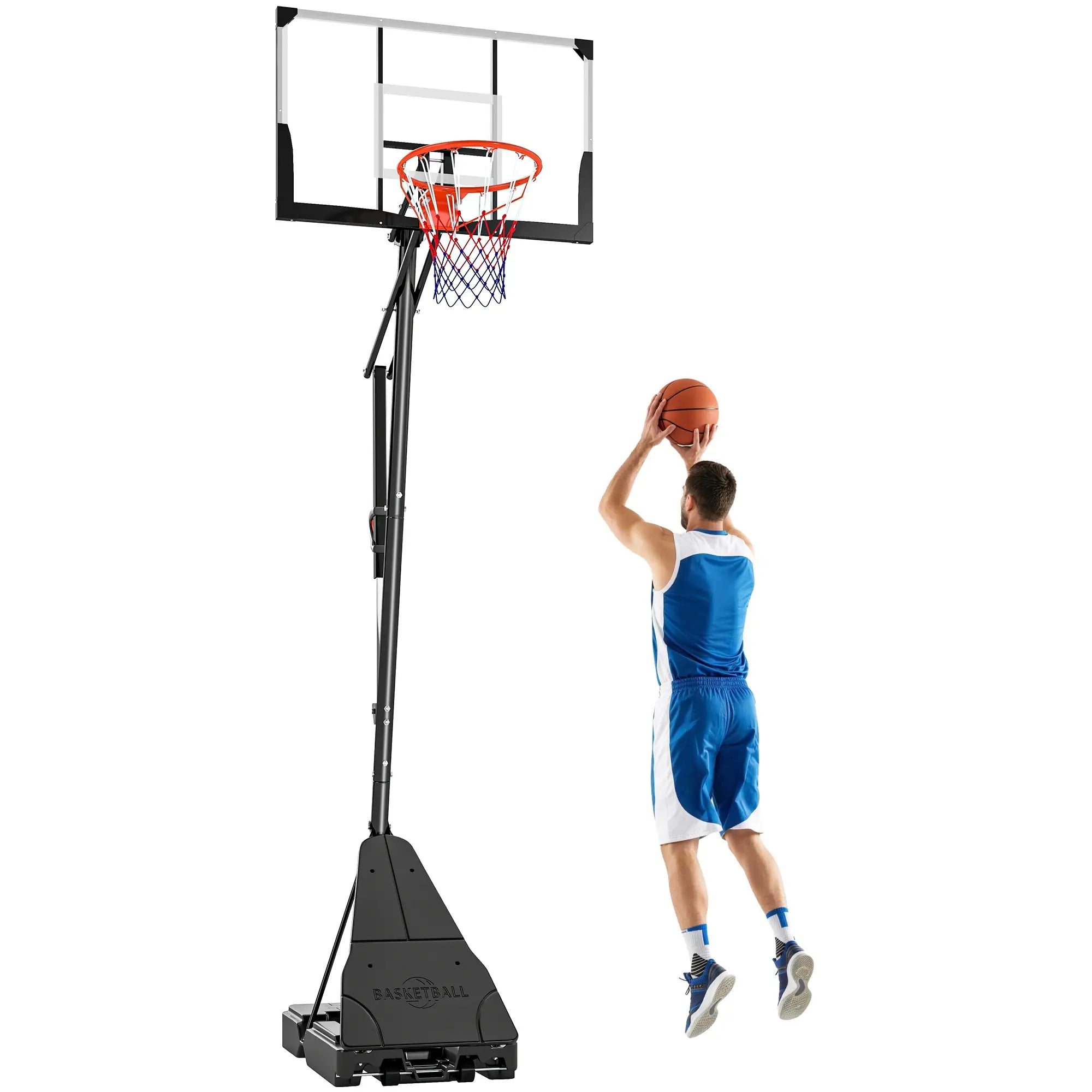 Portable Basketball Hoop, Height Adjustable 8-10 Ft, 47