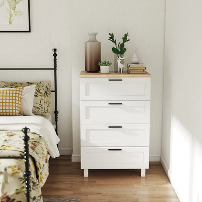 4 Drawer Dresser, Solid Wood Legs, White Storage Cabinets at Gallery Canada