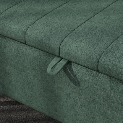 40" Ottoman with Storage, Linen Upholstered Storage Ottoman Bench with Steel Legs for Living Room, Bedroom Dark Green Storage Ottomans & Benches at Gallery Canada