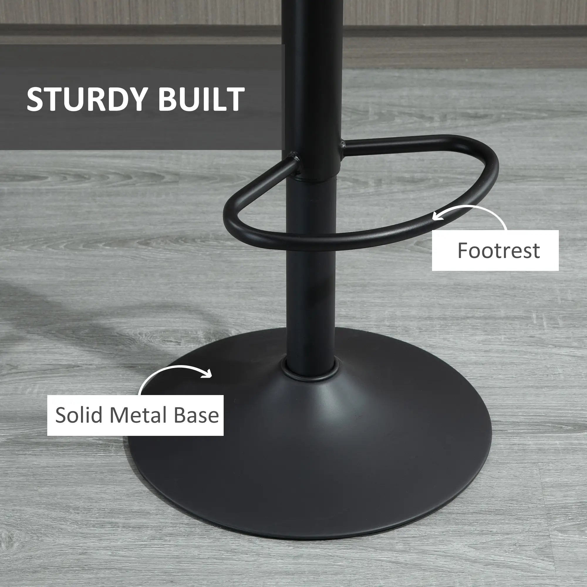 Adjustable Bar Stools Set of 2, Swivel with Back, Footrest, Grey Bar Stools at Gallery Canada