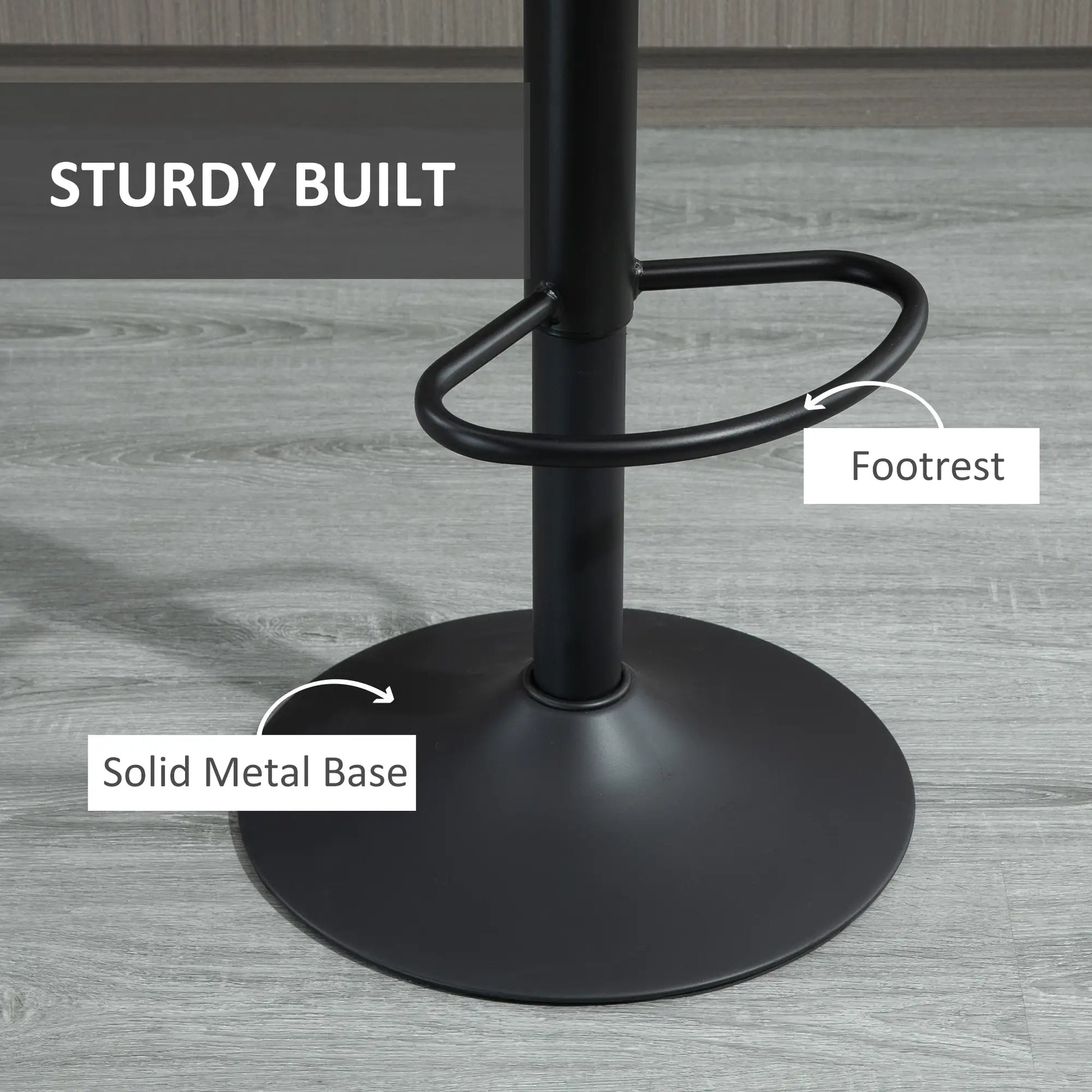 Adjustable Bar Stools Set of 2, Swivel with Back, Footrest, Grey Bar Stools at Gallery Canada