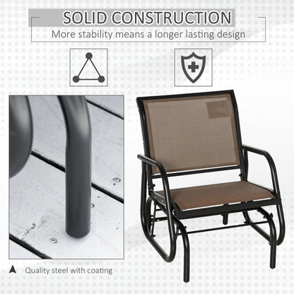 Patio Glider, Breathable Mesh Seat, Metal Frame Swing Chair, Brown Outdoor Gliders at Gallery Canada