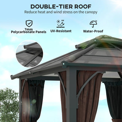 10' x 10' Hardtop Gazebo, 7mm Polycarbonate Roof, Netting And Curtains, Coffee Gazebos at Gallery Canada