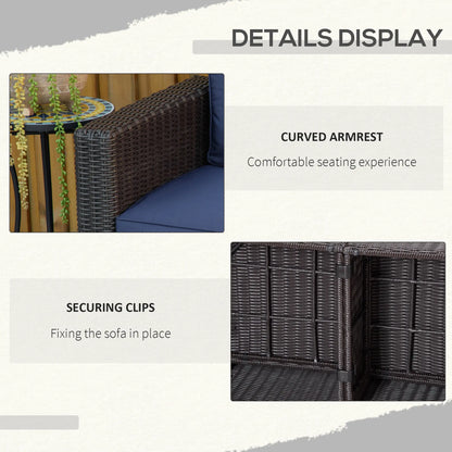 2 Pcs Patio Furniture Set, Wicker Corner Sofa, PE Rattan, Dark Blue Patio Furniture Sets at Gallery Canada