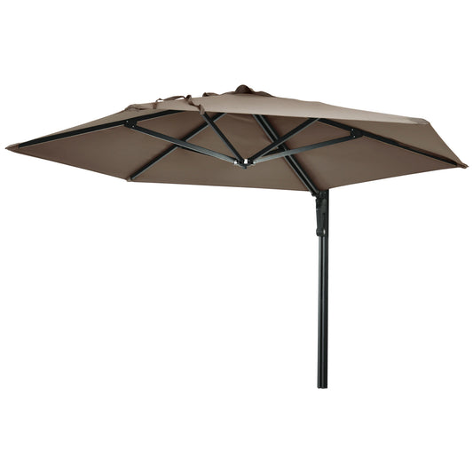 8 ft Wall Mounted Umbrella, 180° Rotatable Canopy, Khaki Sun Umbrellas Khaki, Black at Gallery Canada