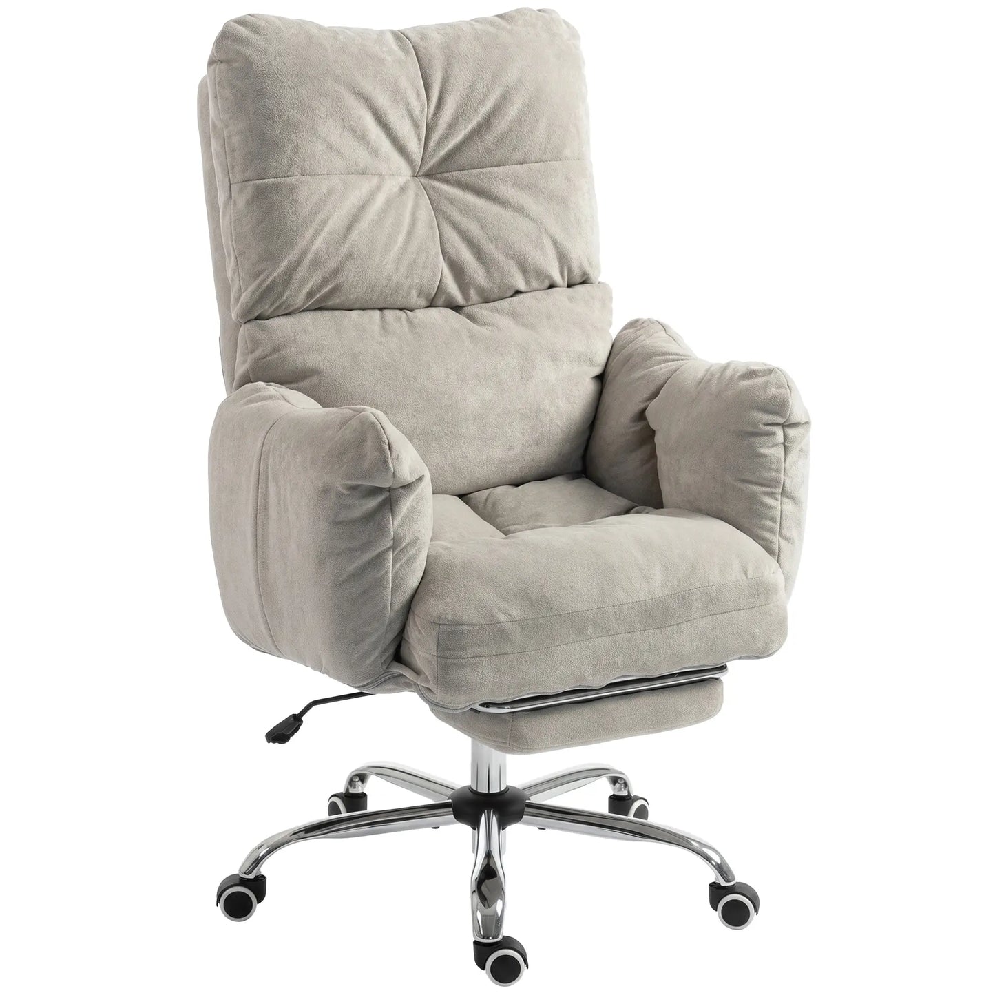 Ergonomic Reclining Gaming Chair With Foot Rest, Light Grey