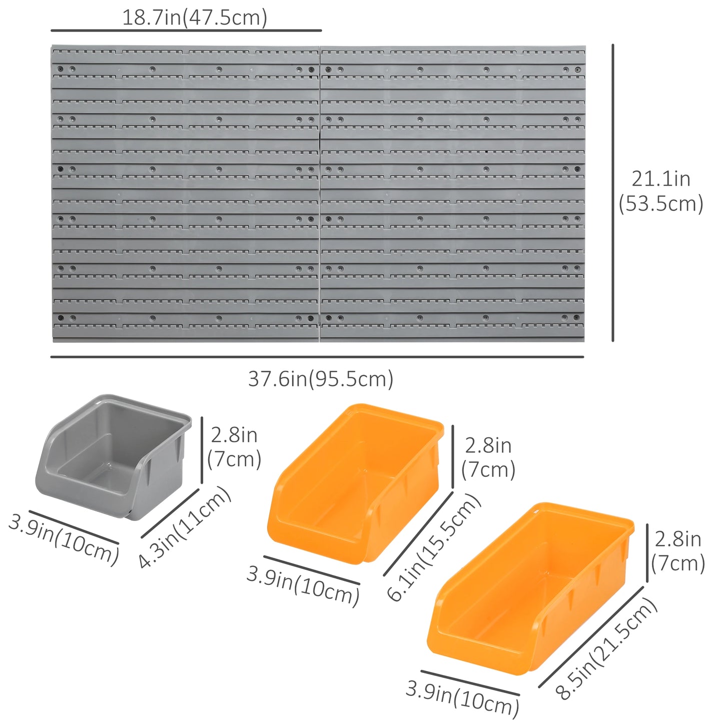 44PC Wall Mounted Storage Bins, Pegboard with Hooks, Garage Organizer, Orange Tool Organizers at Gallery Canada
