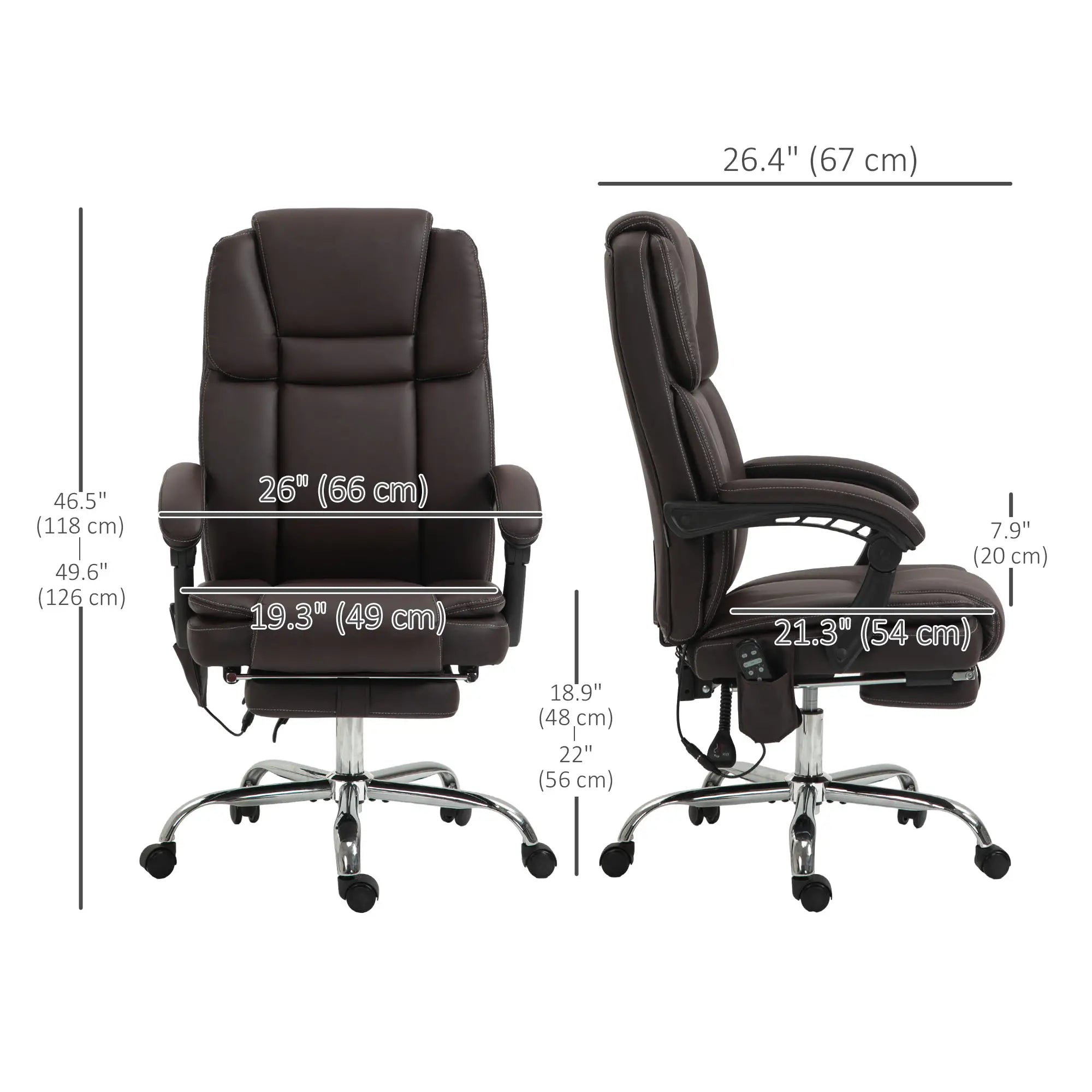 Massage Office Chair, Reclining Executive Chair, 6-Point Vibration, Footrest, Dark Brown Massage Chairs at Gallery Canada