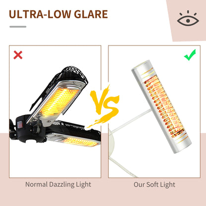 Electric Patio Heater, 3 Heating Panels, Infrared Remote, Silver Electric Tower Heaters at Gallery Canada