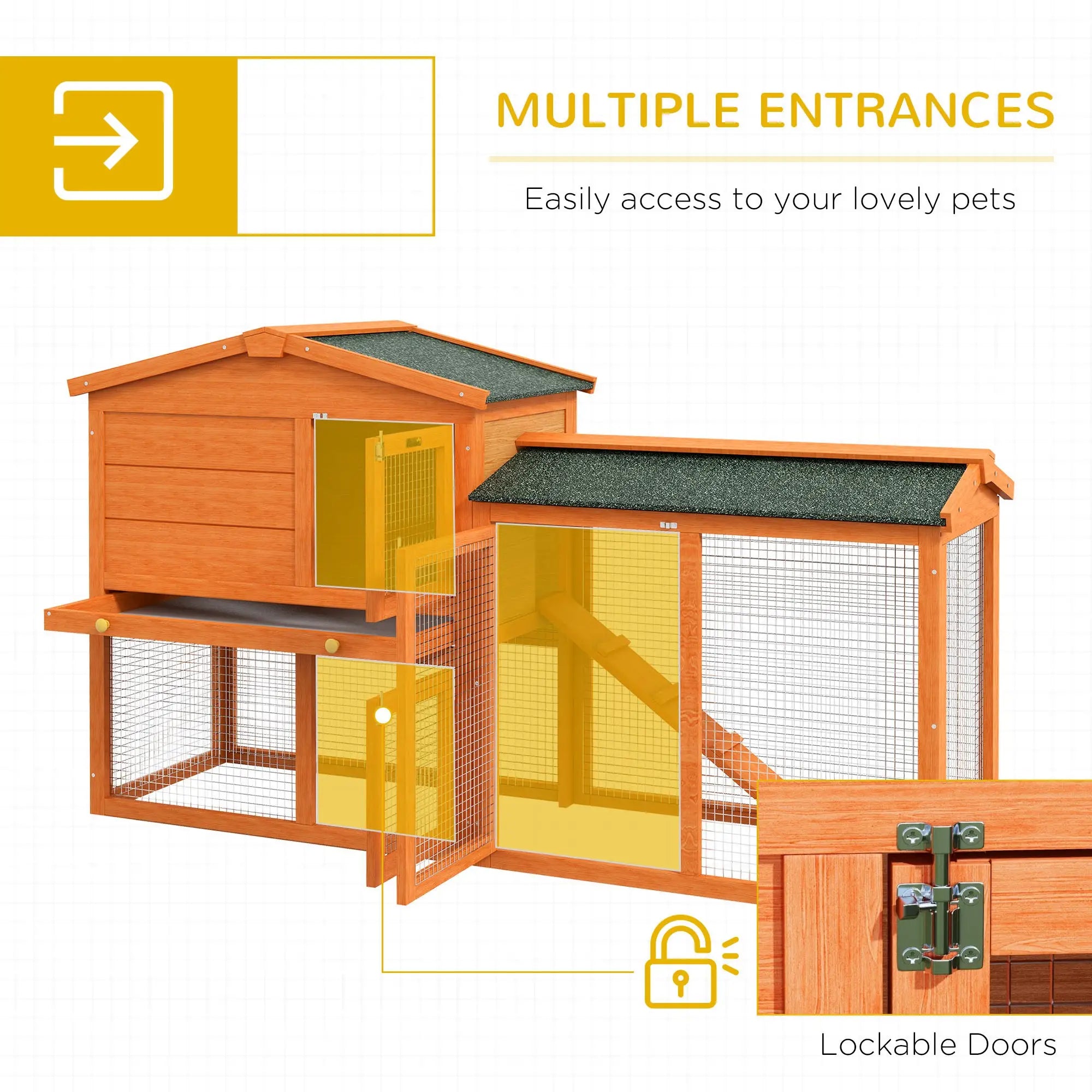 Two-Level Rabbit Hutch, Small Animal House, Pet Bunny Cage, Outdoor Run Rabbit Hutch at Gallery Canada