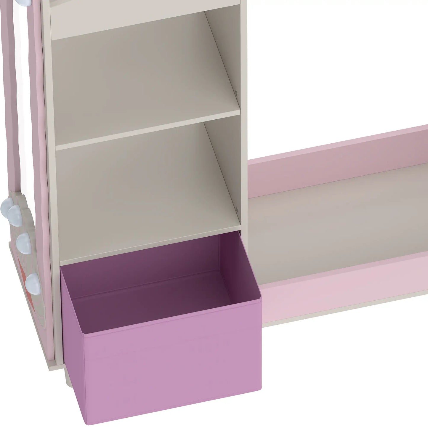 Portant à vêtements pour enfants avec miroir, tiroir et étagères, rose