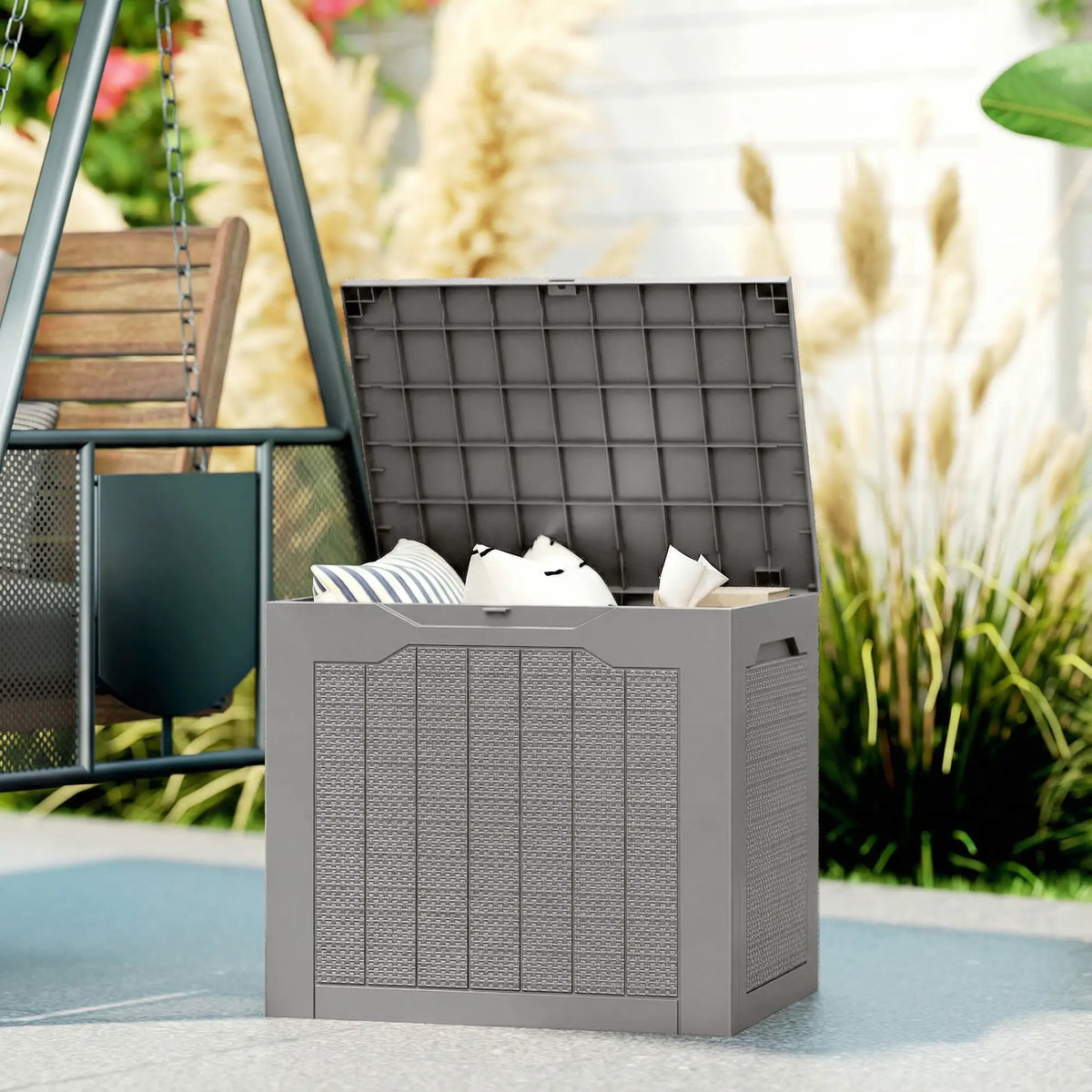 28 Gallon Deck Box, Resin Outdoor Storage With Handles, Waterproof UV Resistant Patio Storage Boxes at Gallery Canada