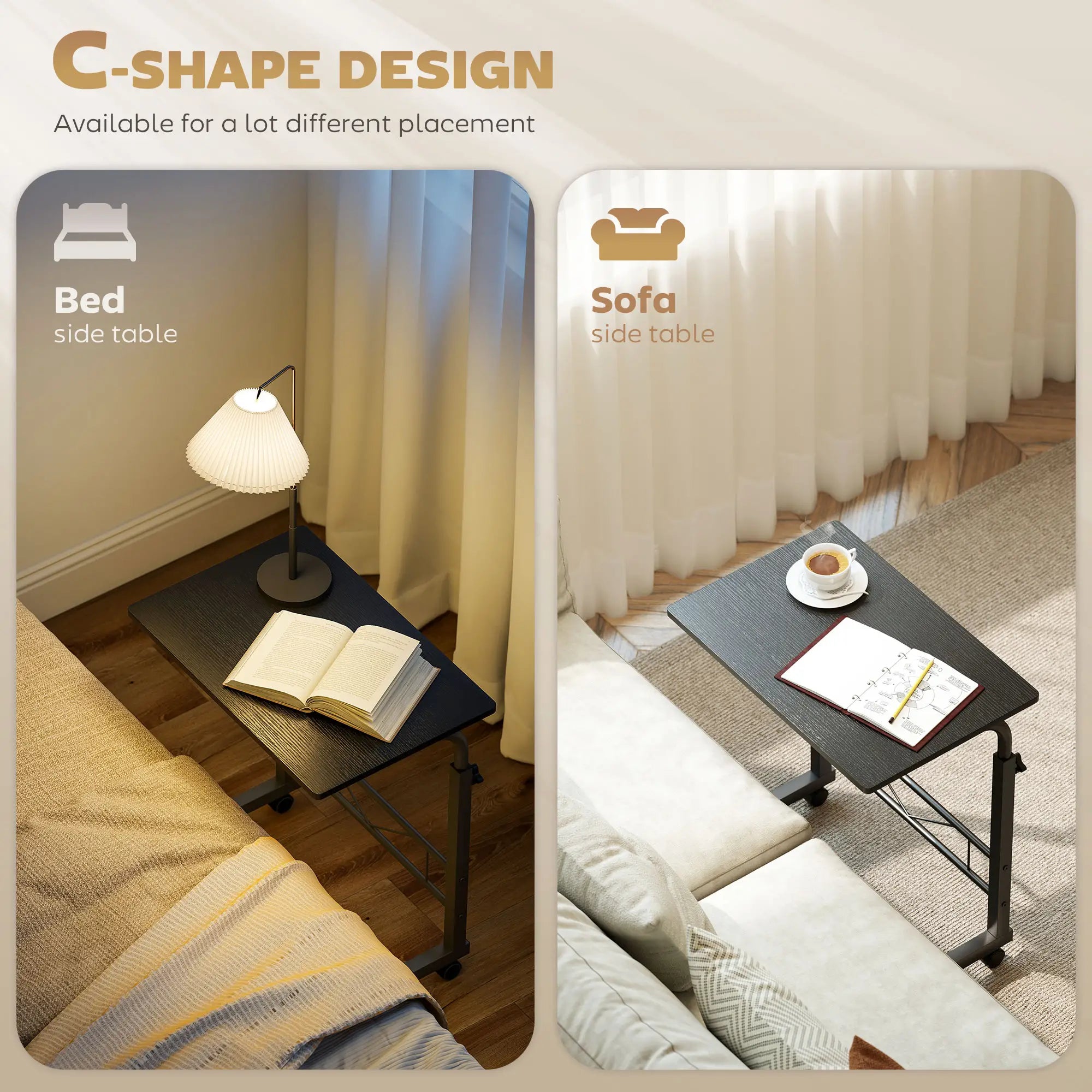 Mobile Standing Desk, Adjustable Height, 23.5 Inch, Black Side Tables at Gallery Canada