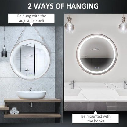 24'' Round LED Bathroom Mirror, Dimmable Anti Fog, 3 Color Temps, Rose Gold Wall Mirrors at Gallery Canada