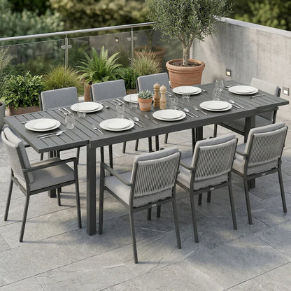 Expandable Outdoor Dining Table, 59"-89" Aluminum, Dark Grey Patio Dining Tables at Gallery Canada
