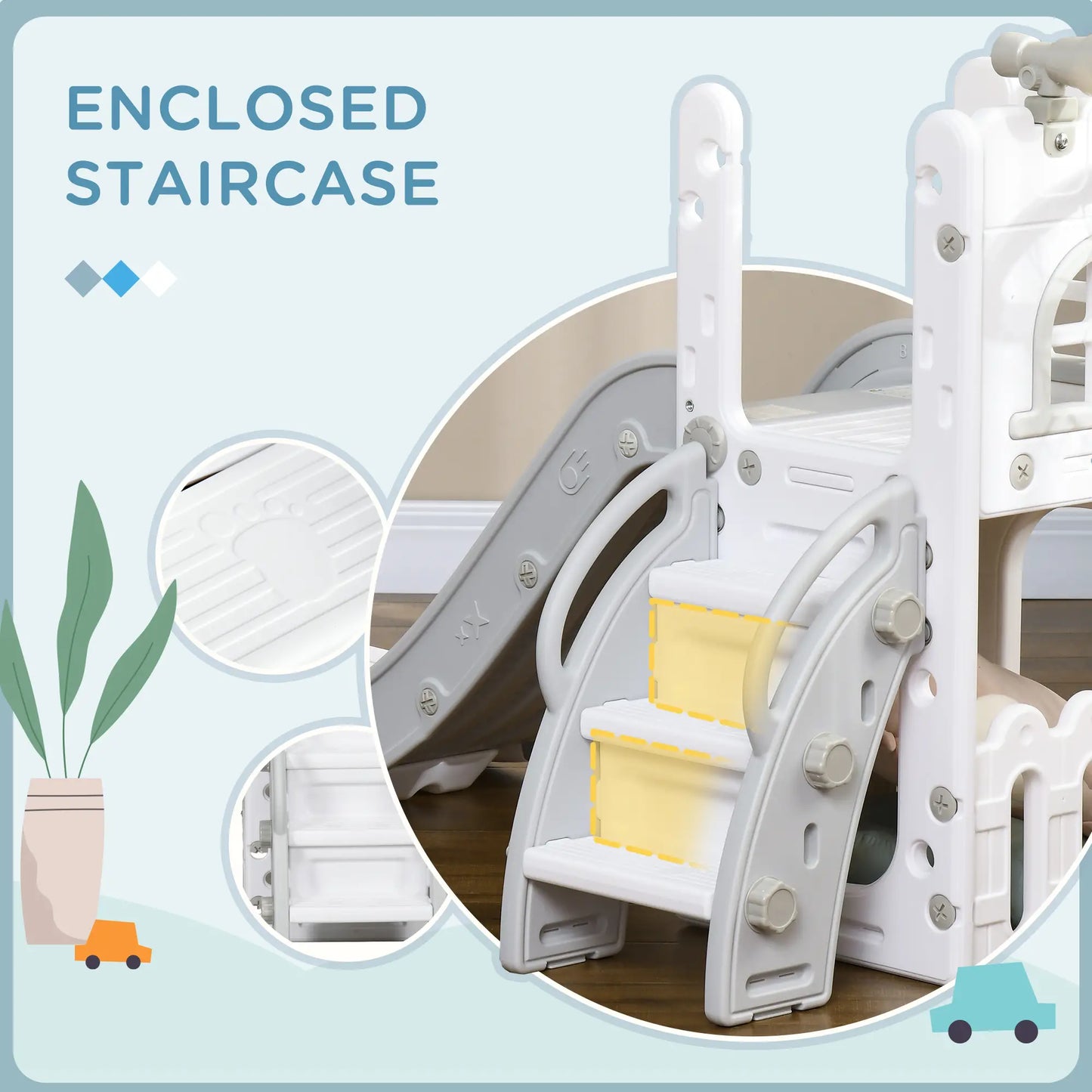 Toddler Slide, Basketball Hoop, Climber, Telescope, Storage Basket, 1-3 Years, Grey Gym Sets & Swings at Gallery Canada