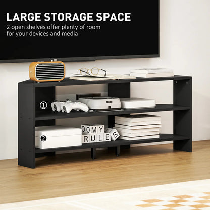 Corner TV Stand, 47 Inch, Modern Table With 2 Shelves, Black TV Stands at Gallery Canada