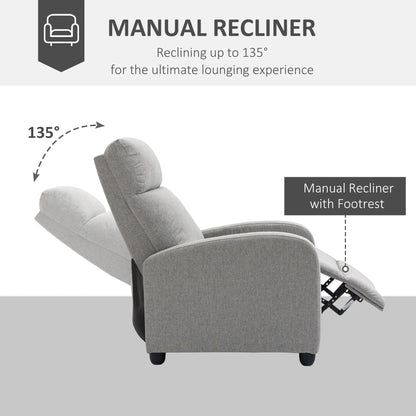Fabric Recliner, Manual Home Theater Seat, Linen-Touch, Light Grey Single Sofas at Gallery Canada