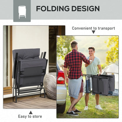 Outdoor Folding Chairs, Adjustable Backrest, Padded, Set of 2, Grey Patio Chairs at Gallery Canada