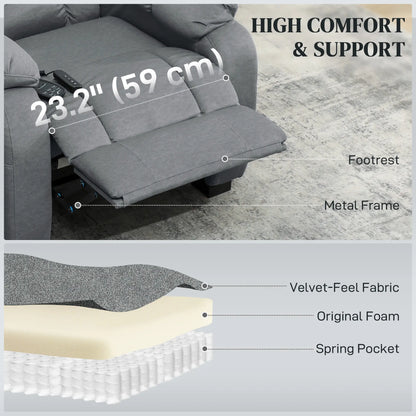 Massage Recliner Chair, Quiet Brushless Motor, Pet-Friendly Fabric, 2 Memory Positions, Grey Single Sofas at Gallery Canada